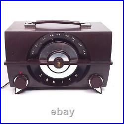 Vintage Zenith Tube Radio Portable AM 1958 Art Deco Bakelite R615 Works