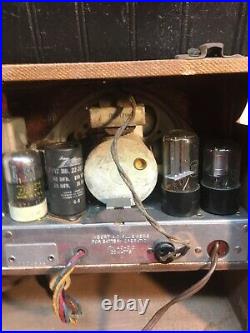 Vintage Zenith Tube Radio Wood Luggage Suit Case 15in x 6in x 9in Working
