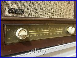Vintage Zenith Wood Radio Model B730R Great Working Condition (14F)