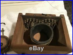 Vintage crystal radio in wood box & head phones Nathaniel Baldwin Pat. 1910