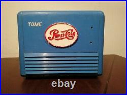 Vintage tome pepsi cola mexican cooler tube radio RCA blue bakelite from 50'S