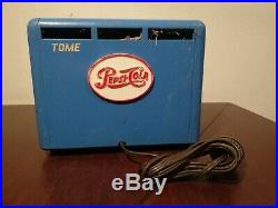 Vintage tome pepsi cola mexican cooler tube radio RCA blue bakelite from 50'S
