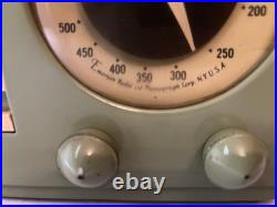 Vtg 1930s Emerson Bullseye Tube Radio Green Works! Art Deco MCM 8CW-334-2