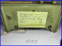 Vtg 1930s Emerson Bullseye Tube Radio Green Works! Art Deco MCM 8CW-334-2