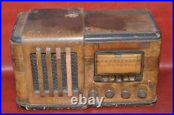 Vtg 1939-40 Sears Roebuck Wood Silvertone 6424 Tube Radio Police Band Foreign
