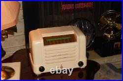 Vtg 1940's Emerson Tube Ivory Plaskon Am Retro Old Radio! Restored! Works Great