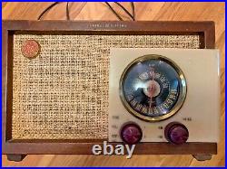 Vtg 1948 GE Wood Bakelite AM/FM Tube Radio 212 art deco old mcm General Electric