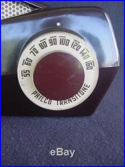 Vtg. 1949 Philco Transitone Boomerang Brown, Bakelite Radio Model 49-501