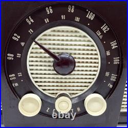 Vtg 1950 Zenith Tube Radio Y723 Bakelite AM/FM MCM Savanna Brown White Powers On