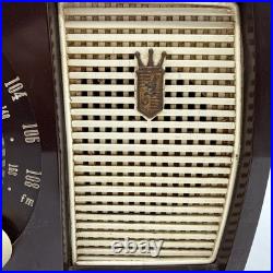 Vtg 1950 Zenith Tube Radio Y723 Bakelite AM/FM MCM Savanna Brown White Powers On