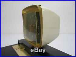 Vtg 1950s MCM Philco Predicta TV Style AM Tube Radio Clock H-765-124 Black As Is
