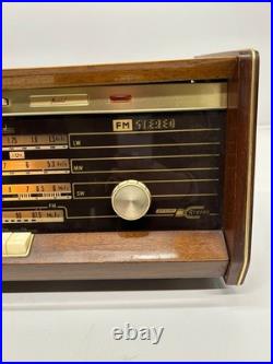 Vtg 1960s Norelco Bi-Ampli Stereo B5X43A/54 AM FM SW Tube Radio Plays As Is