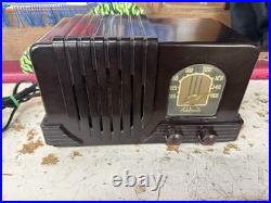Vtg Addison Waterfall Bakelite Deco Tube Radio