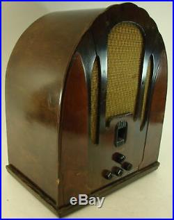 Vtg Antique Philco Cathedral Model Radio Receiver Tube Type Wood Converted AC
