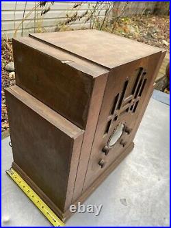 Vtg Antique Silvertone 1919 Tombstone Showbox 1920s 1930s Tube Radio Cathedral