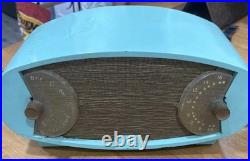 Vtg Aqua Sparton 130 FOOTBALL Tube AM Radio 1950s PARTS/REPAIR MAKES NOISE