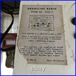 Vtg Grantline Art Deco Cream Bakelite Tube Radio#606 Series A 1946 Radio Working