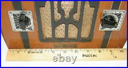 Vtg Imperial Wooden Case Tube Radio! Compact! Cloth Covered Cord! Needs Repair