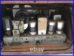 Vtg Philco MCM Tube Radio FLYING WEDGE-Wood & Bakelite-Original Finish 49-506 RS