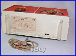 Vtg Philco twin dual speaker tube radio 1950s jetsons 826 836 orange pink salmon