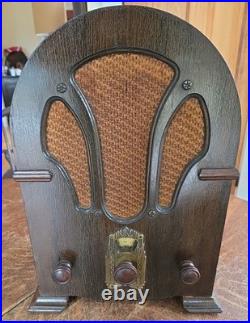 Vtg RCA Radiolette Model R-5 AM Cathedral Radio Restored Working Looks Great Vtg RCA Radiolette Model R-5 AM Cathedral Radio Restored Working Looks Great