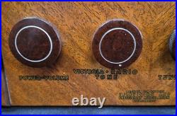Vtg RCA Victor 16T3 Tube Radio AM Shortwave Push Button Wood Console 1938 Works