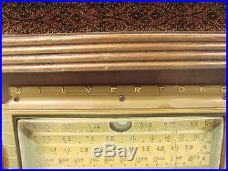 Vtg Sears Silvertone Model 1591 AM/SW Tube Radio Shortwave Art Deco Gold Dial