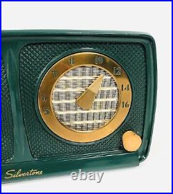 Vtg Sears Silvertone Tube Radio AM Telechron Clock Bakelite 1950's Working JK21