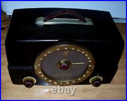 Vtg Walnut Zenith Bakelite AM/FM Tube Radio Chassis 7K01 Working 1950's #K725
