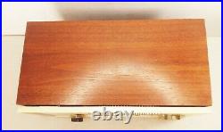 Vtg Zenith H845 am fm long range tube radio wood case table top mid century