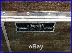 Vtg gilfillan bros neutrodyne type gn-1 Tube Radio Wooden Cabinet 5 Tubes Rare