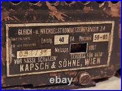 WWII Era Vtg Rare Kapsch & Sohne, Wien German Bakelite 401GW Tube Radio For TLC