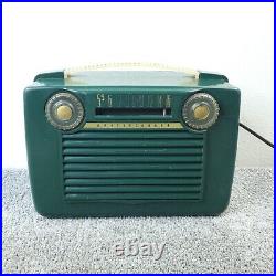 Westinghouse Tube Radio H-309P5 AM Portable Vintage 1950's MCM Green Works