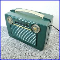 Westinghouse Tube Radio H-309P5 AM Portable Vintage 1950's MCM Green Works