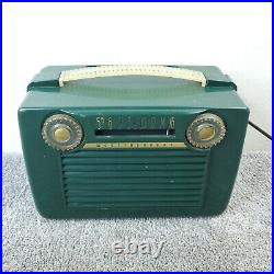 Westinghouse Tube Radio H-309P5 AM Portable Vintage 1950's MCM Green Works