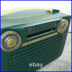 Westinghouse Tube Radio H-309P5 AM Portable Vintage 1950's MCM Green Works