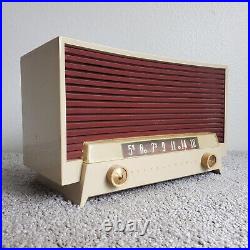 Westinghouse Tube Radio H-536T6 White Maroon Red Vintage Works