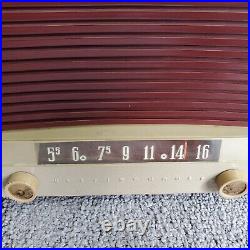 Westinghouse Tube Radio H-536T6 White Maroon Red Vintage Works