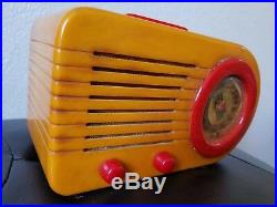 Working 1940 Fada Catalin Tube Radio Model 115 Butterscotch And Red Bakelite Vtg