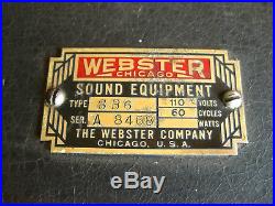 Working Antique Vintage Webster Black Case Sb6 Tube Amplifier. P. P. 2a3's! Guitar