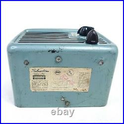 Working Vintage Metal Tube Radio Silvertone Sears 8003 Green AM Mini MCM 1948