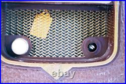 Working Vintage Zenith Tube Radio Z909 Brown Leatherette Case Illuminated Dial