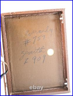 Working Vintage Zenith Tube Radio Z909 Brown Leatherette Case Illuminated Dial