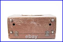 Working Vintage Zenith Tube Radio Z909 Brown Leatherette Case Illuminated Dial