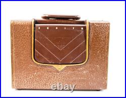 Working Vintage Zenith Tube Radio Z909 Brown Leatherette Case Illuminated Dial