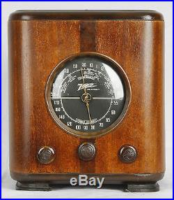 ZENITH 1938 Black Dial Table Top #5S-220 vintage vacuum tube cube radio