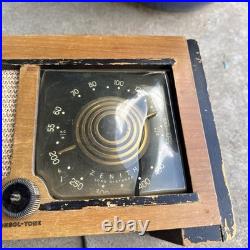 Zenith 5D027 Consol-Tone Tube Radio 1946 Crackled Dial Vintage AM For Repair