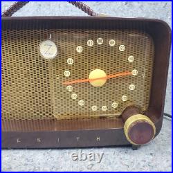 Zenith 5D811 Tube Radio Brown Bakelite AM Portable Vintage 1950's MCM Working
