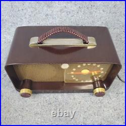 Zenith 5D811 Tube Radio Brown Bakelite AM Portable Vintage 1950's MCM Working