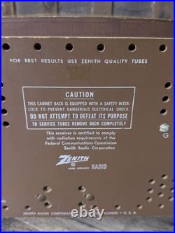 Zenith AM/FM tube radio Model G730 Phono Input 1960s Vintage Tested